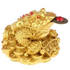 풍수 머니 두꺼비 행운의 재산 중국 황금 개구리 두꺼비 동전 홈 오피스 장식 탁상용 장식품 선물, 330 골든 럭키 토드