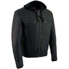 Milwaukee Leather ML2083 남성용 블랙 프리미엄 가죽 통기성 오토바이 라이더 재킷 반사 파이핑 포함 - 라지, 4X-Large