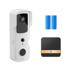 스마트 도어벨 초인종 비디오 wsdcam tuya smart video doorbell 카메라 1080p 적외선 야간 투시경 무선 도어 벨 홈 보안 보호 키트, 흰색 2배터리 차임, 우리 플러그