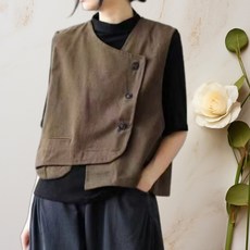 아이엠몽 여성용 루즈핏 숏 포인트룩 베스토 조끼 베스트