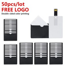 SDCARD 로고 맞춤형 신용 카드 USB 플래시 드라이브 20 선물용 스틱 50 개/로트, 1GB, card with leather, 1개
