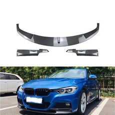 BMW 3시리즈 F30 F31 F35 M테크 12-19년용 4단 프런트 립 스플리터 스포일러 사이드 하단 바디 키트 카본 파이버 Printed, 유광 Black