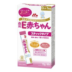 모리나가 유유업 E아기 스틱 타입 13g×10개 [0개월~1세 신생아 분유] 락토페린, 10개