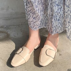라블 여성용 발볼 커버 버클 뮬 블로퍼