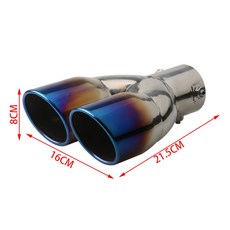 실내 튜닝2.5/3 Inch Exhaust Tip For Car Universal Dual Automotive Replacement Mufflers Auto Tail Pip, Blue Straight 63mm, 1개