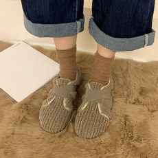 도오빠 레분코 여성 털 단화 밴딩 로퍼 기모 안감 플랫 슈즈 슬립온 실내화 따뜻한 겨울 여자털단화 발편한 신발