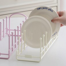 인테리어 철재 접시 정리대 실리콘 코팅 그릇 도마 쟁반 꽂이 거치대 주방정리, 화이트, 1개