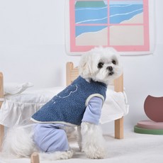 CHEEPET 강아지 양털조끼 네이비, 1개