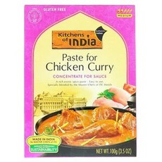 Kitchens of India Paste for Chicken Curry Sauce Medium 키친 오브 인디아 패스트 포 치킨 커리 소스 미디엄 3.5oz(100g) 6팩