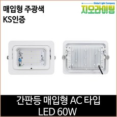 지오라이팅 투광기 매입형 AC 화이트 LED 60W 주광색 간판등 간판조명, 1개