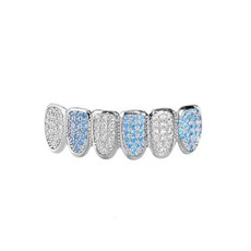iced out bling crystal zircon teeth Grillz for unisex 큐빅 지르콘 paved tooth Grills caps top bottom set