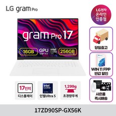 LG 그램 프로 17ZD90SP-GX56K Ultra5 16GB 256GB, Free DOS, 에센스 화이트