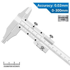 캘리퍼스 스테인레스 스틸 버니어 정확도 0 02mm 미러미터 게이지 측정 도구 150mm 200mm 300mm, 0-300mm, 1개