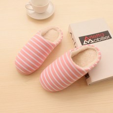 털슬리퍼 겨울솜 슬리퍼 남여공용 커플 심플 격자 면슬리퍼 미끄럼방지 보온 홈 여성겨울