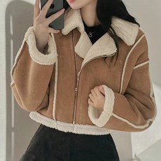 라라홀리 트렌디 지퍼 양털 무스탕 숏 자켓