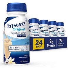 Ensure 오리지널 밀크 초콜릿 영양 쉐이크 섬유 포함, 237ml, 2) 바닐라 섬유