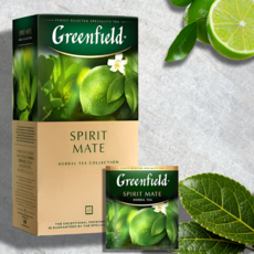 Greenfield Spirit Mate травяной чай с лаймом и мате, 25 пакетиков по 1.5 г