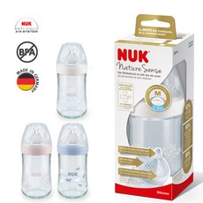 누크 네이처센스 PP젖병 260ml (S1-M 젖꼭지 부착), 핑크(S1-M 단계꼭지부착), 1개