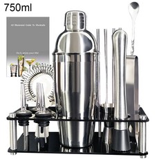 블랙 로즈 550ml 800/600ML 스테인레스 스틸 칵테일 셰이커 보스턴 믹서 와인 바텐더 키트 바 도구, 02 S 750ml, 1개