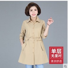 중노년층 엄마 가을옷 트렌치코트 여성 중년 봄가을코트 미드 롱 타입 얇은