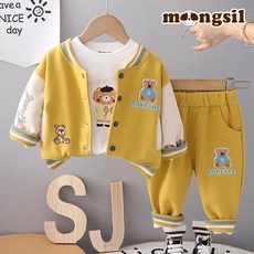 몽실이 곰패치 야구점퍼 3pcs 상하복세트