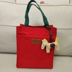 [RANCY 랑시] 특가중! 고급 원단 런치백 도시락가방 대형 29*25*13cm 가방걸이 증정, 레드, 1개