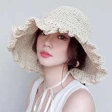 이코마켓 여성 여름모자 턱끈 라피아햇 프릴 밀짚모자 와이어 보넷 벙거지 버킷햇 밀집모자 바캉스 휴가모자