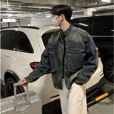더킹맨 남자 포켓 빈티지 스타일 오버핏 워싱 청재킷