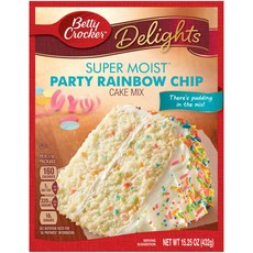 Betty Crocker Super Moist Party Rainbow Chip Cake Mi Betty Crocker 슈퍼 모이스트 파티 레인보우 칩 케이크 믹스 15.25oz, 432g, 1개