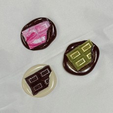 발렌타인데이 초콜릿모양 실링왁스 스티커 1ea (투톤), 1개, 브라운크림화이트