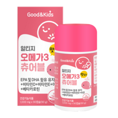 내츄럴플러스 굿앤키즈 어린이 알티지오메가3 츄어블, 90정, 15개