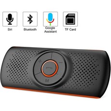 휴대폰 용 Aigoss 핸즈프리 블루투스 Siri 및 Google 어시스턴트가 포함 된 차량용 블루투스 스피커폰 무선 차량용 키트 음악 스피커는 2 개의 전화 연결을 동시