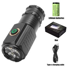 미니 EDC LED 손전등 18350 알루미늄 합금 밝은 토치 USB 충전식 캠핑 랜턴 전원 표시, [01] With battery, 1개