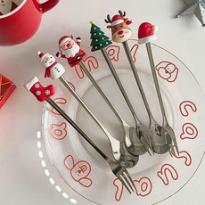크리스마스 홈파티 커트러리 스푼 포크 선물 세트 스푼3P + 포크 3P
