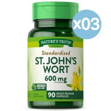Nature's Truth 네이처스 트루쓰 세인트 존스 워트 300mg 90개입 3팩 St Johns Wort Capsules 300mg Non-GMO & Gluten Free, 3개, 90정