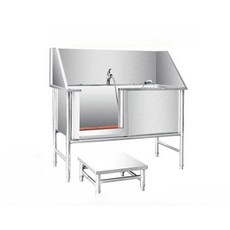 스텐 펫욕조 스테인레스 애견샵 대형견 펫미용, 1개, 304 개방형 삼면 120x70x90 깊이50