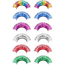 Frcolor 할로윈 속눈썹 6 짝 긴 두꺼운 화려한 반짝이 속눈썹 무지개 Falsie
