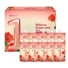 BBEVLY Hibiscus Konjac Jelly - Dietary Snack (10 pouches 5.29 oz) 비비 블리 히비스커스 곤약 젤리-식이 스낵 (10 포 150g, 1