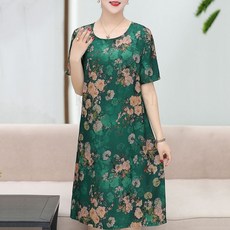 kirahosi 퀄리티 6 여름 중년 여성 엄마 반팔 롱 원피스 루즈핏 빅사이즈 캐주얼 292 M6+스마트 스트랩 증정 BZ1fsd4