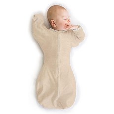 SwaddleDesigns 신생아용 나비잠 우주복 3-6개월용, 헤더 오트밀, 1개
