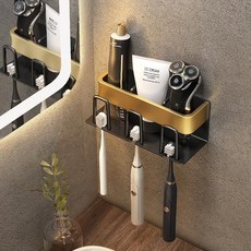 벽걸이 무타공벽선반 욕실 칫솔 홀더 랙 천공 없는 구강 세척 컵 보관 화장품 정리 선반 액세서리, A-02