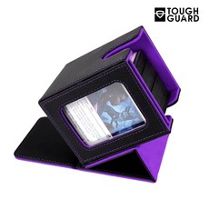 터프가드 디스플레이 가죽 덱케이스 120+ TOUGH GUARD 유희왕 포켓몬 원피스 디지몬 뱅가드 덱박스 카드 케이스, 블랙&퍼플, 1개