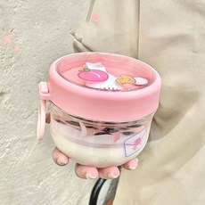 요거트팟 런치팟 과일 도시락통 샐러드컵 직장인 과일컵, 분홍색, 1개