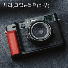 후지필름 FUJIFILM X-100VI X100VI 전용 우드 메탈 핸드그립, 1개, 체리(그립)+블랙(하부) - 후지x100vi