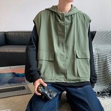 남자후드조끼