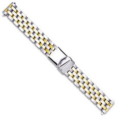 Breitling Pilot Style 솔리드 링크 메탈 시계 밴드 - Two Tone - 20mm Brei