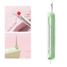 루이 휴대용 실꿰기 실밥제거기 이중 기능의 컴팩트 바느질 도구, 초록색, 1개