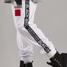 레터링 라인 트레이닝 조거 팬츠 줌바댄스복 방송댄스복 에어로빅복 줌바복 댄스걸 여성댄스복, 화이트