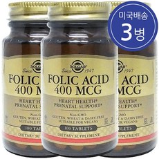Solgar 솔가 엽산 400mcg 100정 3병