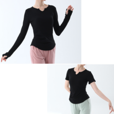 라라앤수 핑거홀 발레 요가 필라테스 현대무용 슬림핏 기본 티셔츠 댄스 티셔츠